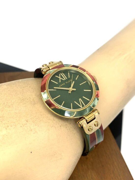 Anne Klein Women\'s Watch 10/9652 Quartz Green Burgundy Gold Stainless Steel 34mm main image 9